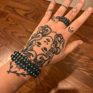 Turquoise Southwestern Fred Harvey Era Cuff and Ring Set